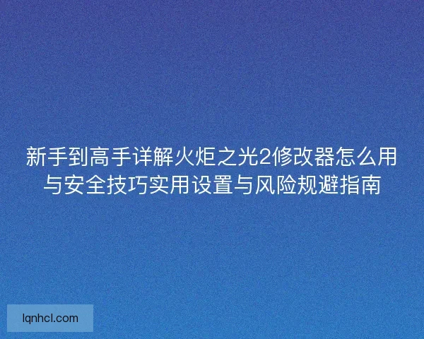 新手到高手详解火炬之光2修改器怎么用与安全技巧实用设置与风险规避指南